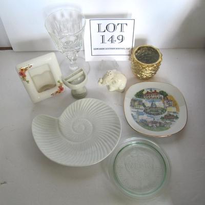 Misc Lot of Glass and China Type Items, Vintage Dollhouse Sink, Frame, More