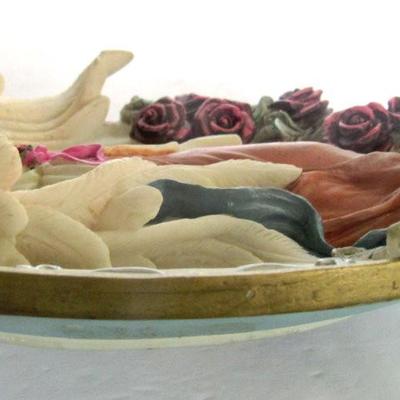 Pretty Resin Angel Plaque and Small Heart Shaped Metal Tray