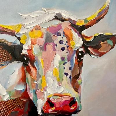 40 X 40 Cow Canvas Painting