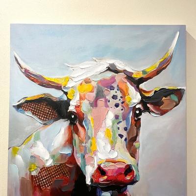 40 X 40 Cow Canvas Painting