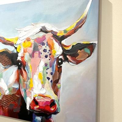 40 X 40 Cow Canvas Painting