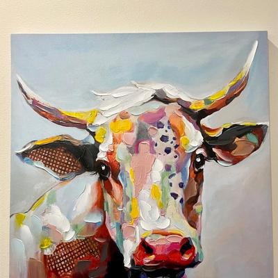 40 X 40 Cow Canvas Painting