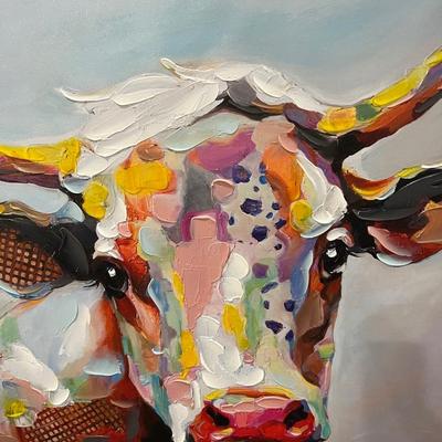 40 X 40 Cow Canvas Painting