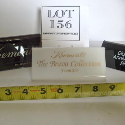 3 Acrylic Store Advertising Signs, Krementz and Diamonds