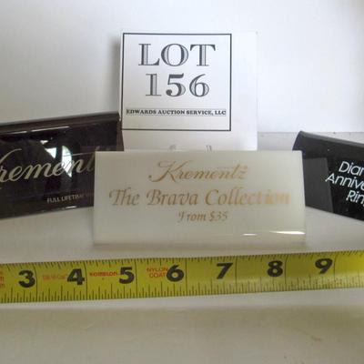 3 Acrylic Store Advertising Signs, Krementz and Diamonds