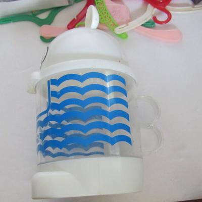 Misc Lot of Toys and Kids Cup, Barbie Hangers, Star Wars Toy in Pkg