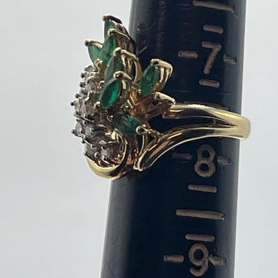 Diamond & Emerald Ring (B2-MG)