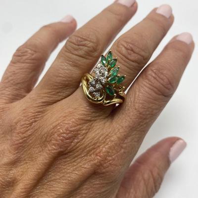 Diamond & Emerald Ring (B2-MG)