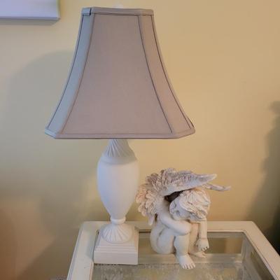 White Ceramic Lamp and Cherub (BR3-DW)