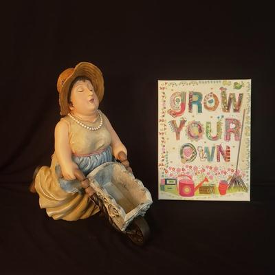 Maia Ferrell Canvas Painting and Blissful Woman Planter (D-KD)