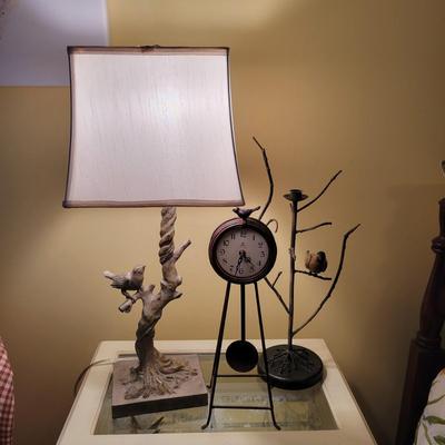 Bird Themed Lamp, Clock and Candle Holder (BR3-DW)