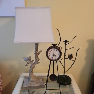 Bird Themed Lamp, Clock and Candle Holder (BR3-DW)