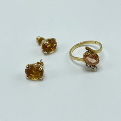 18k Gold With Citrine & Earrings (B2-MG)