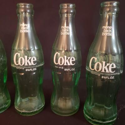 Vintage Six Pack Coca-Cola Bottles With Metal Carrier (D-KD)
