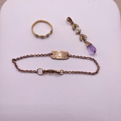 Vintage 10K Baby Bracelet & Ring Plus Pendant (B2-SS)