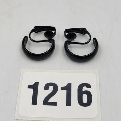 Black Clip On Earrings