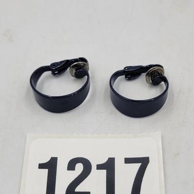 Navy Blue Clip On Earrings