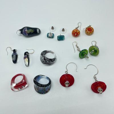 Jellyfish Set, Glass Rings & Earrings (B2-SS)