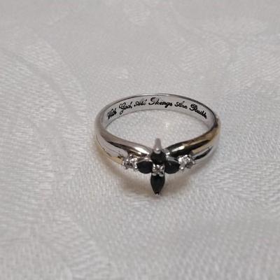Sapphire and White Sapphire Gold Vermeil/925 Ring Size 7.5 (Bradford Gold Exchange)