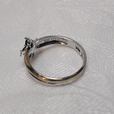 Sapphire and White Sapphire Gold Vermeil/925 Ring Size 7.5 (Bradford Gold Exchange)
