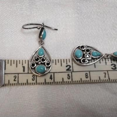 Turquoise and Sapphire 925 Earrings
