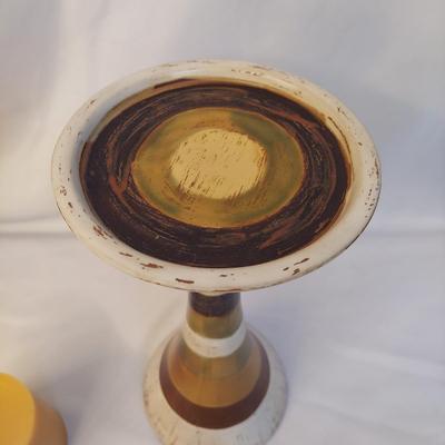 Ceramic Candle Holder, Wooden Mirror & Tray (BR1-BBL)