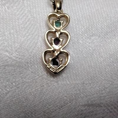 Ross Simons Emerald, Ruby, Sapphire 18" Gold Vermeil Necklace