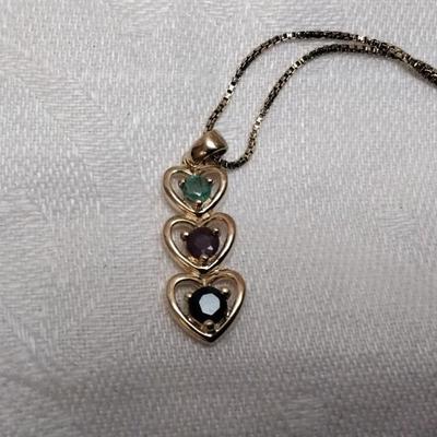 Ross Simons Emerald, Ruby, Sapphire 18" Gold Vermeil Necklace