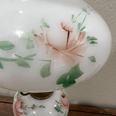 Vintage Hand Painted Lamp With Crystal/Marble Base