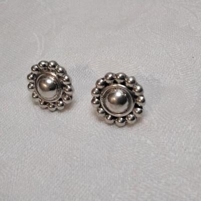 Mexico Silver Button 925 Earrings