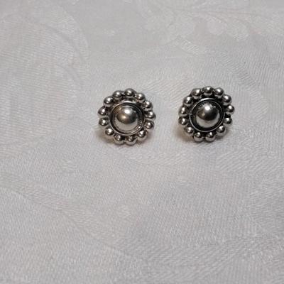 Mexico Silver Button 925 Earrings