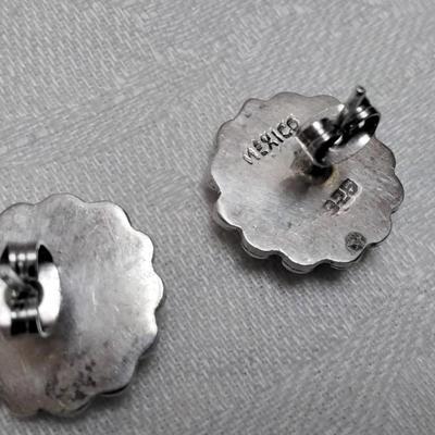 Mexico Silver Button 925 Earrings