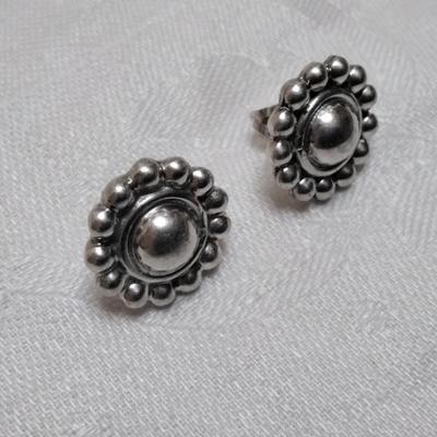 Mexico Silver Button 925 Earrings