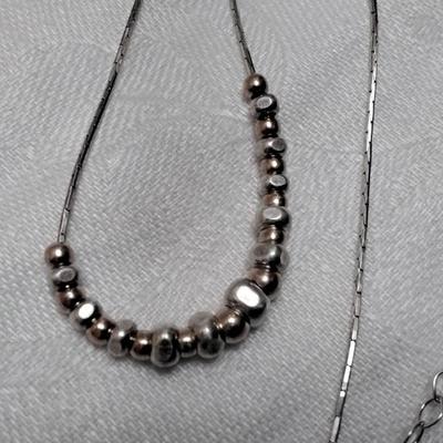 Sterling Dyadema Silver Copper Bead Snake Italian 925 16" Adjustable Necklace