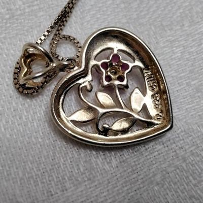 Ross Simons Ruby Flower 18" Italian Gold Vermeil Necklace