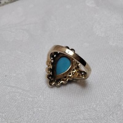 Ross Simons Turquoise Gold Vermeil RIng Size 9