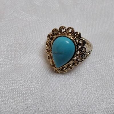 Ross Simons Turquoise Gold Vermeil RIng Size 9