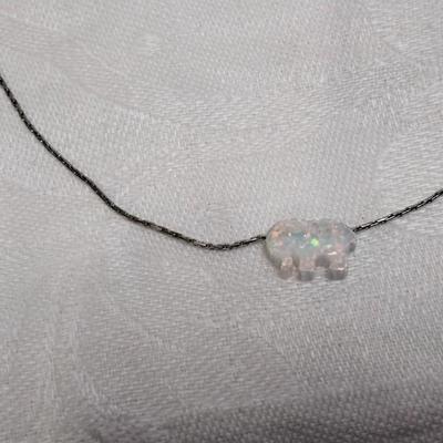 Vintage Opal Elephant 16" 925 Necklace