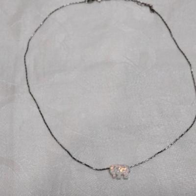 Vintage Opal Elephant 16" 925 Necklace