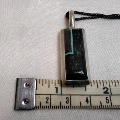 Vintage Reversible Zuni Lapidary Gemstone Art 28" Italian Black 925 Necklace