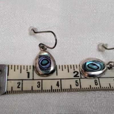 Vintage Natural Abalone Italian 925 Earrings