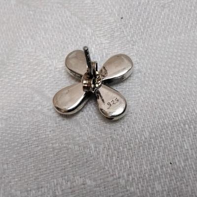 Mother of Pearl/Marcasite Flower 925 Earrings
