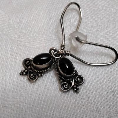 Vintage Onyx 925 Earrings