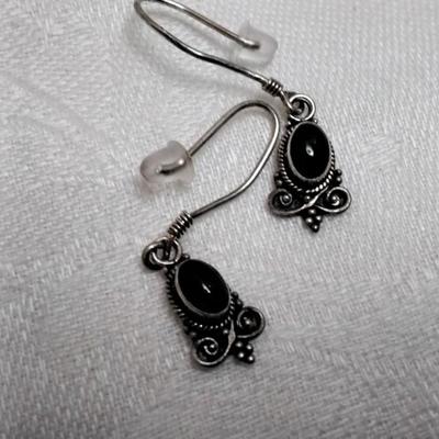 Vintage Onyx 925 Earrings