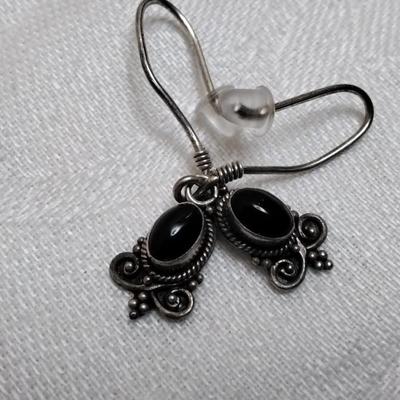 Vintage Onyx 925 Earrings