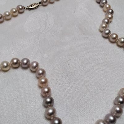 Shades of Champagne Pearls 18" Necklace 14K Clasp