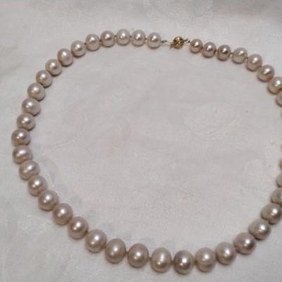 Pale Pink Pearls 18" Necklace 14K Ball Clasp