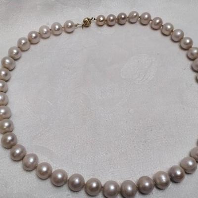 Pale Pink Pearls 18" Necklace 14K Ball Clasp
