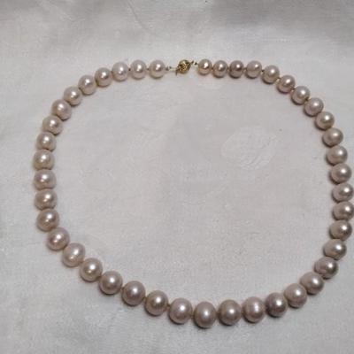 Pale Pink Pearls 18" Necklace 14K Ball Clasp