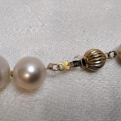 Pale Pink Pearls 18" Necklace 14K Ball Clasp